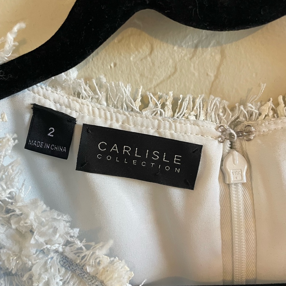 Carlisle Collection baby blue and white sophisticated dress.